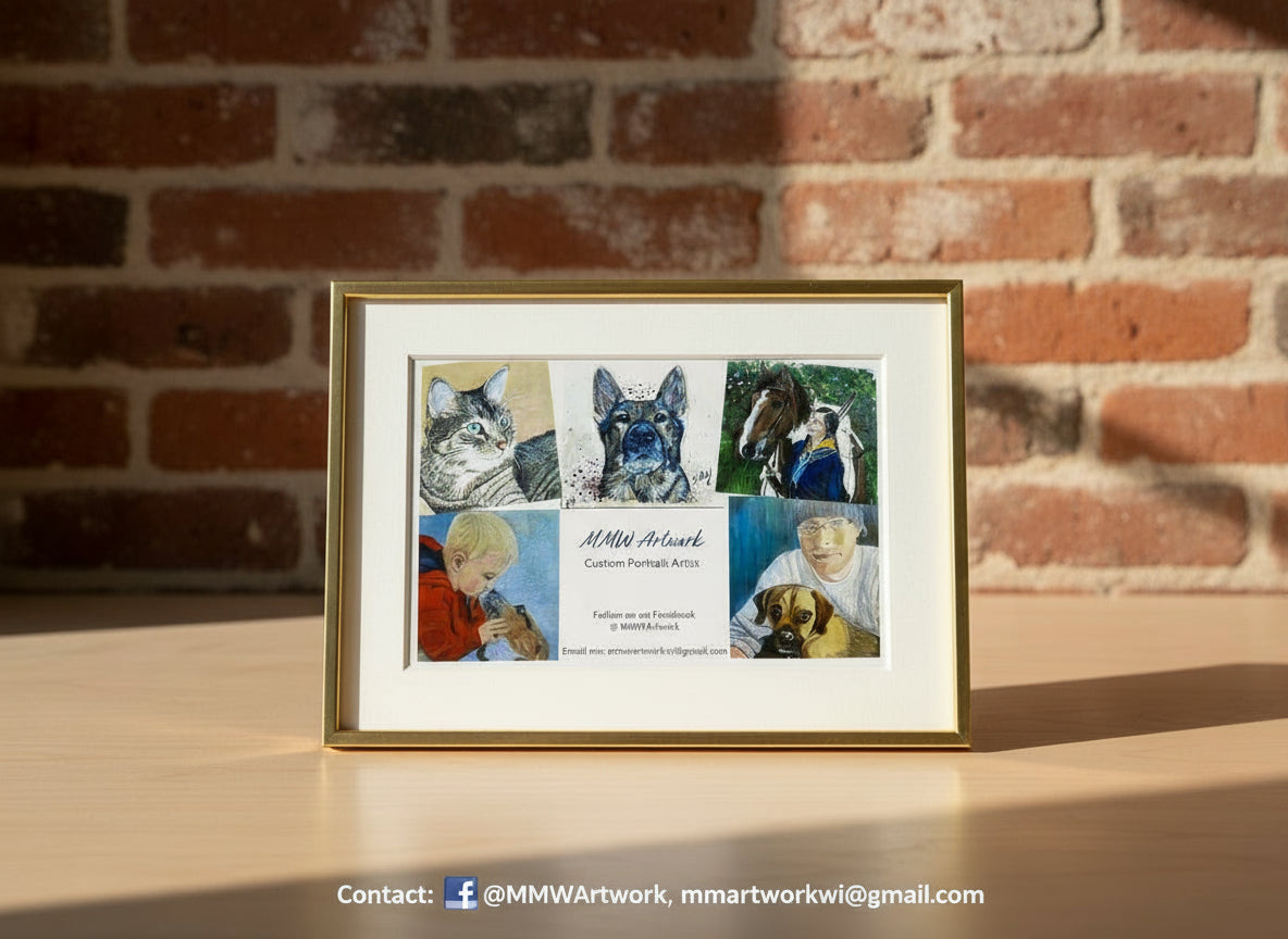 Commission a custom pet portrait by Wisconsin Artist Michele Wiesen