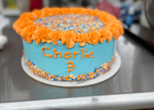 Turquoise Orange Birthday Cake