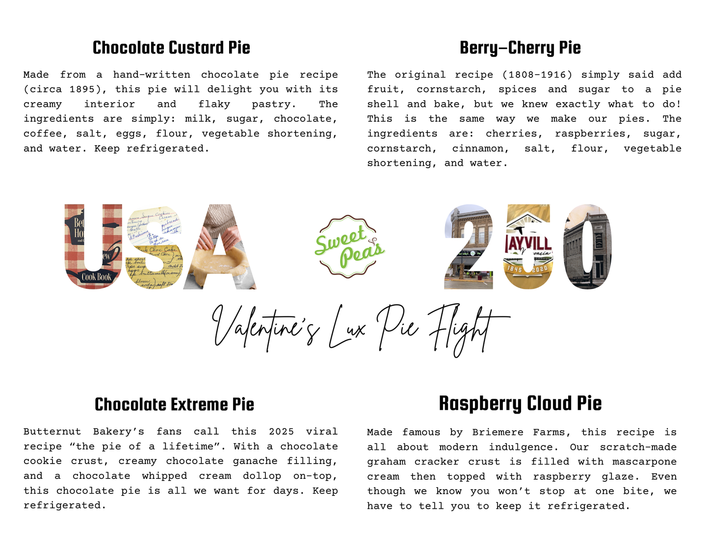 Valentine’s Lux Pie Flight: Chocolate & Raspberry (5” Mini Pies)