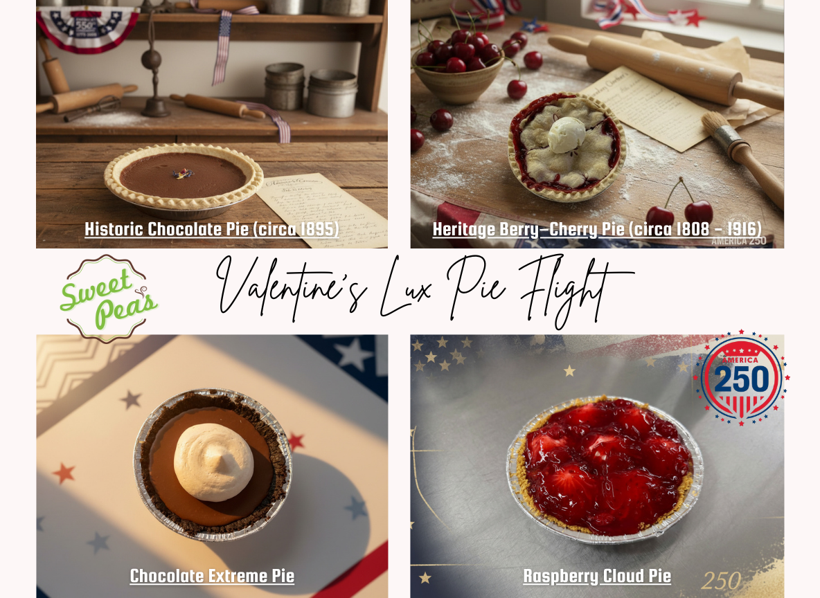 Sweet Pea's America's 250th Then & Now Limited Edition Valentine's Lux 5" Pie Flight.