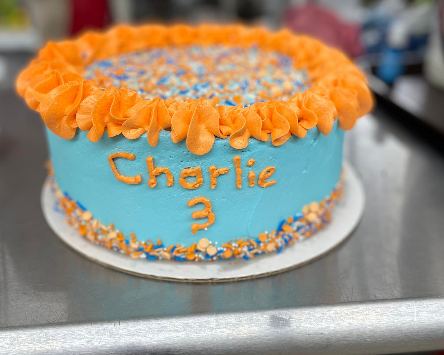 Turquoise Orange Birthday Cake