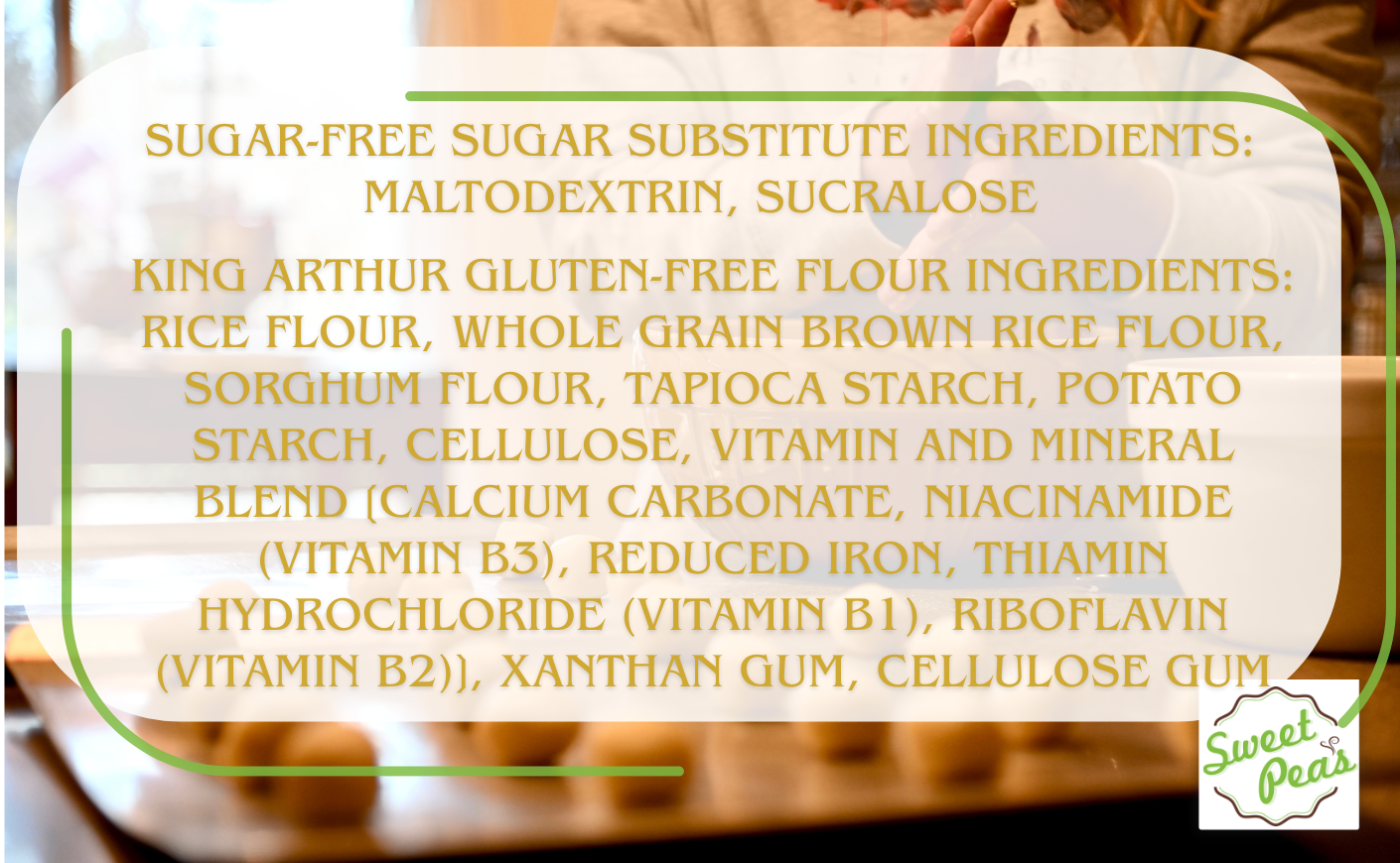 sugar free substitute and flour substitute ingredient lists